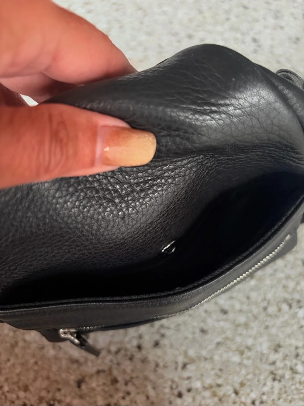 Nine West Black Genuine Leather Sling Backpack Crossbody Bag y2k gorpcore